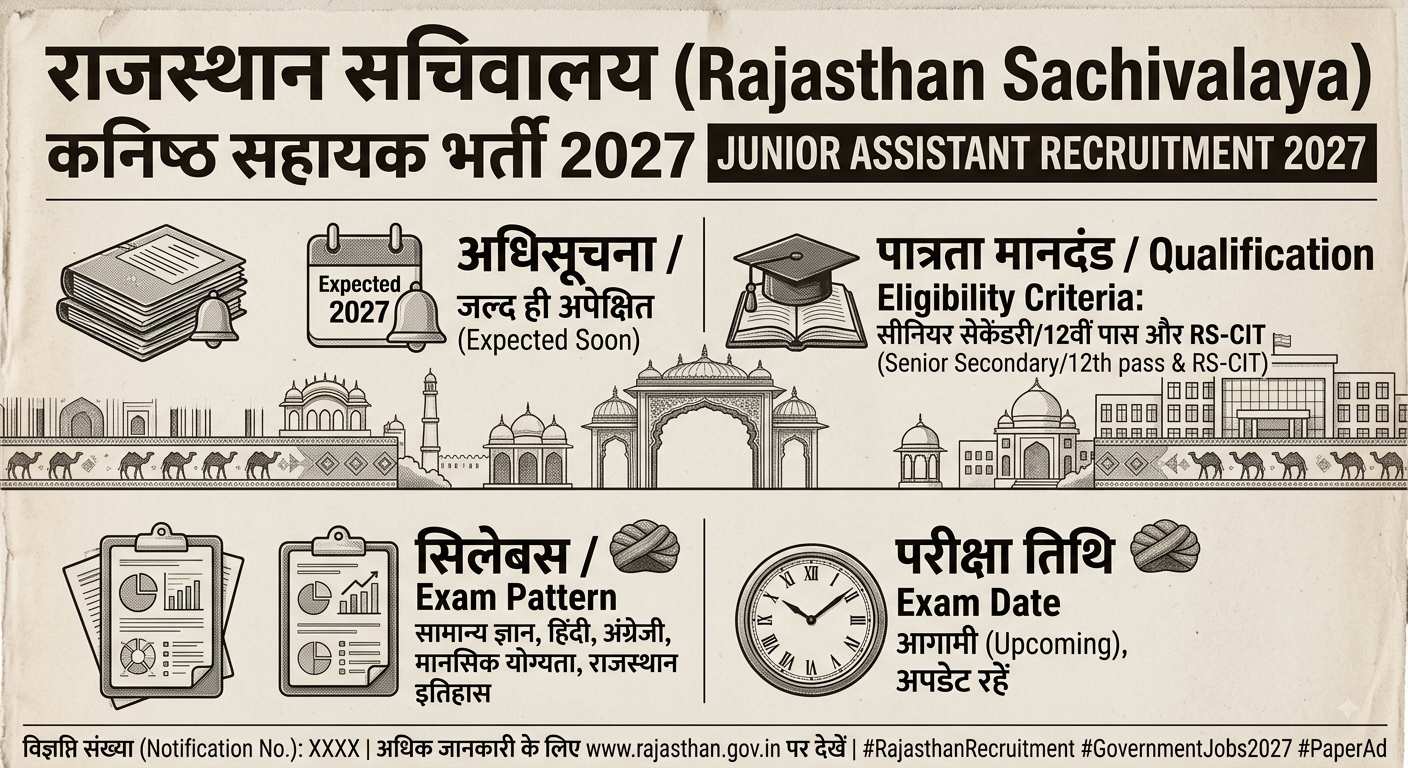 Rajasthan Sachivalaya Junior Assistant Recruitment 2027